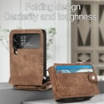 thumbnail image 3 of SaniMore for Samsung Galaxy Z Flip 4 6.7" 2022 Case, Detachable Zipper Wallet Card Slots Kickstand Wireless Charging Wear-resistant PU Leather Shockproof Folding Case for Galaxy Z Flip 4, Brown, 3 of 10