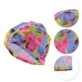 thumbnail image 3 of Gorro de Natación de Patrón Floral de Elasticidad Única 1 Pc 5.91"x9.25" Rosa Azul Amarillo, 3 of 6