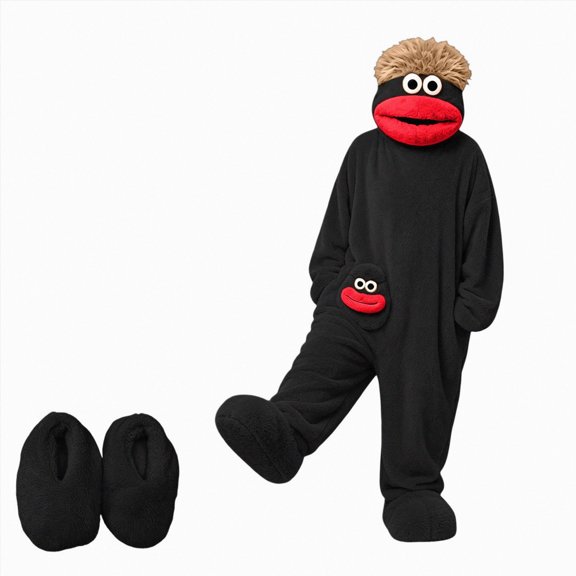 ZHANGDER Unisex Monster Onesie, Plush Fleece Jumpsuit with Shoes, 2 Years-2XL