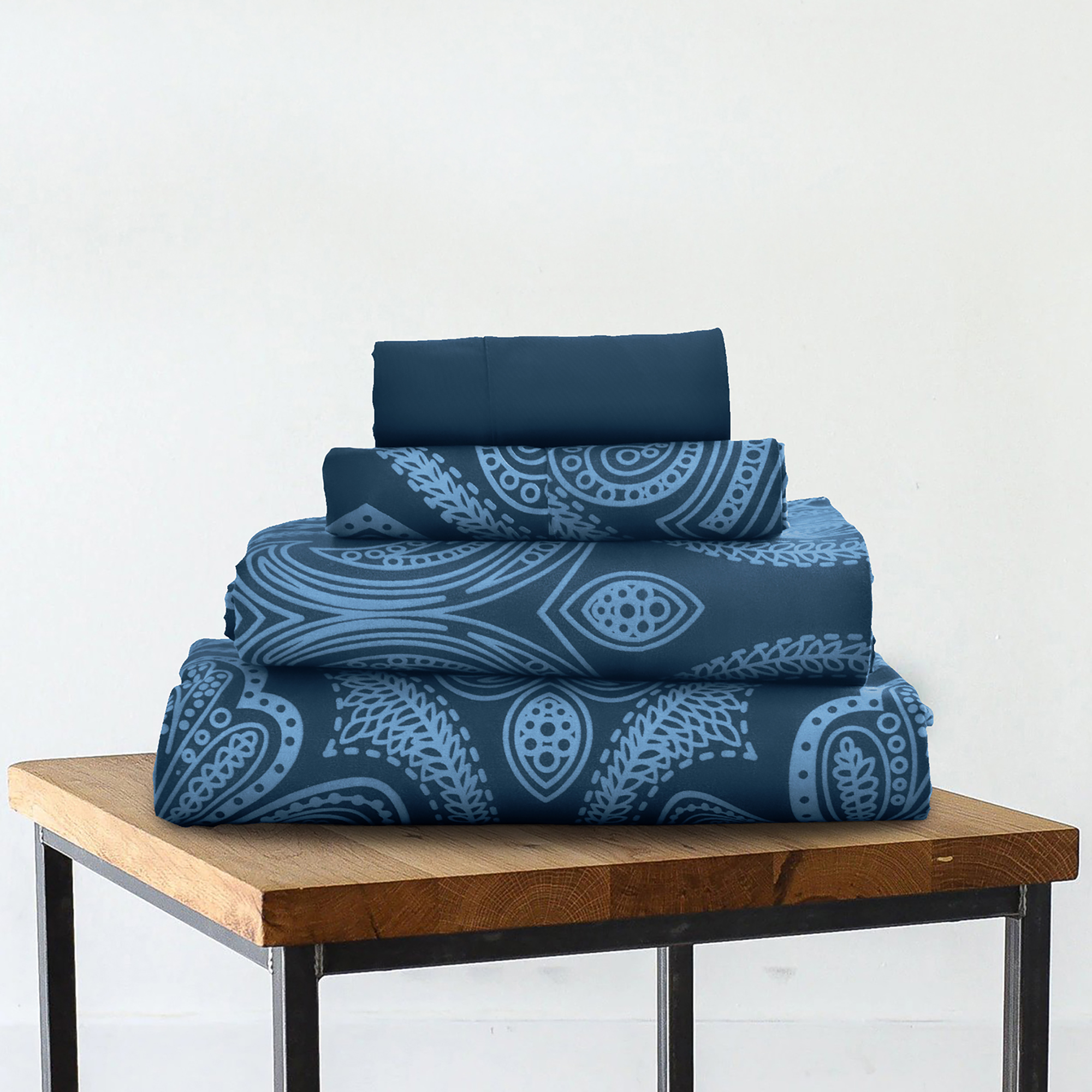 Lux Decor Collection 6-Piece Microfiber Sheet Set – Deep Pocket Navy