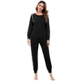 thumbnail image 4 of Uniexcosm Women's Loungewear Set Two Piece Fall Outfit Long Sleeve Pullover Tops & Long Pants Tracksuit Sweatsuits, 4 of 9