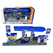 Motormax  1-64 Scale Gulf Electronic Gas Station Diorama with Light, Sound & Tanker Truck Diecast Model