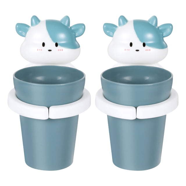 GOOHOCHY Juego de 2 vasos para cepillos de dientes para niños, bonito soporte de dibujos animados con vaso para baño infantil, almacenamiento de pasta de dientes para niños y niñas.