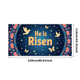 thumbnail image 3 of Easter Themed Banner with Hummingbirds Butterflies and Flowers He is Risen Backdrop Party Decorations Photography Props Easter Celebration Church Event Family Gathering Decor Background, 3 of 7