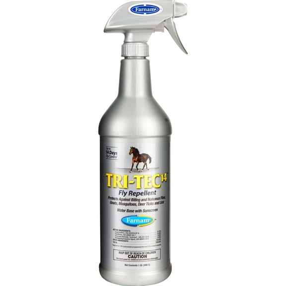 Farnam Tri-Tec 14 Fly Repellent for Horses, Kills, Repels, Protects, 32 Ounces