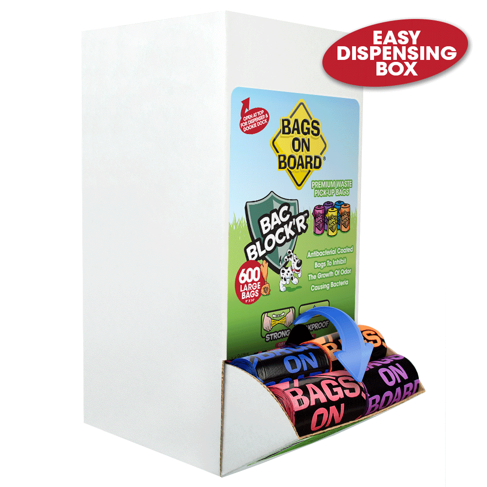Bags on Board Poop Bags for Dogs - 9" x 14" - 600 Count - Assorted Colors