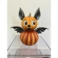 thumbnail image 5 of Cute Bat Pumpkin Figurine Resin Statue for Garden Shelf – Tabletop Halloween Party Supplies for Adults, Fall Room Decor, Outdoor Display - Orange, 5 of 7