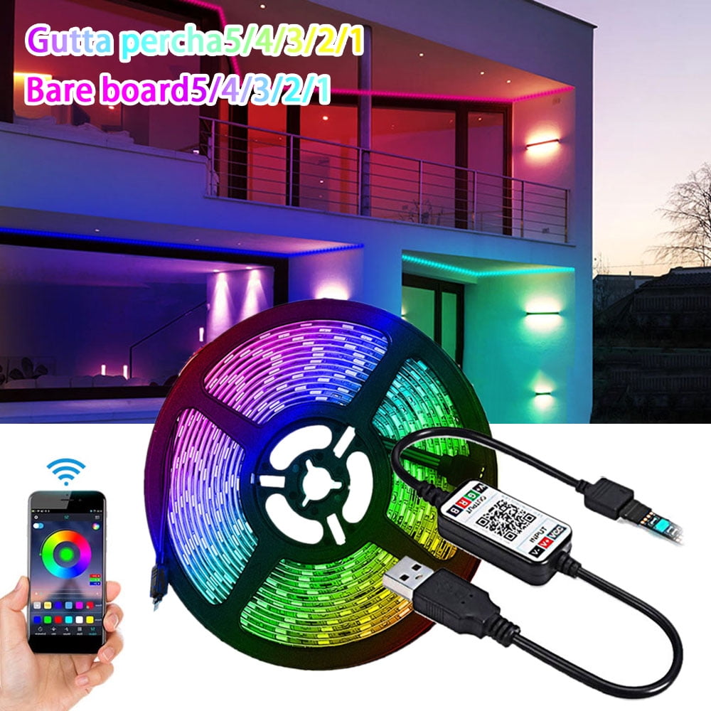 5V USB RGB Flexible LED Strip Lights 2835 SMD Bluetooth/IR Controller Tape Lamp 