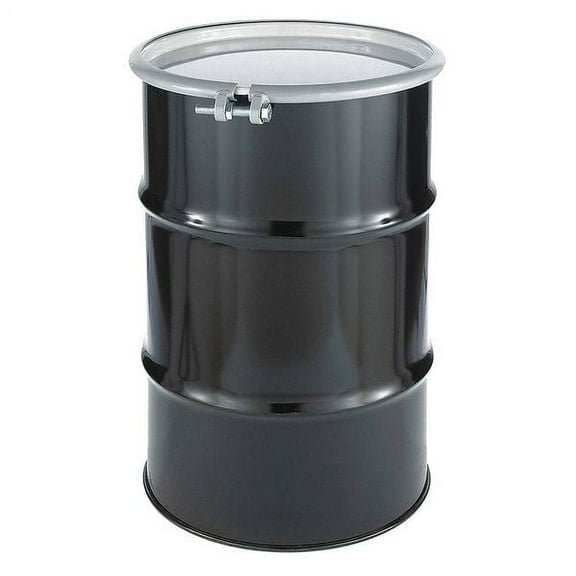Open Head Transport Drum, Steel, 30 gal, Lined, Black