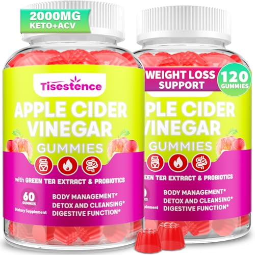Gomitas de vinagre de sidra de manzana, gomitas Keto ACV para mujeres y hombres, suplemento de vinagre de sidra de manzana con extracto de té verde, probiótico para limpieza desintoxicante, metabolism