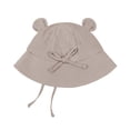 thumbnail image 4 of BRGZLK Baby Boys Girls Cotton Sun Hat Summer 2026 Solid Color Cute Ears Breathable Bucket Hat UV Protection Tie-Back Beach Cap Khaki 2-3T, 4 of 6