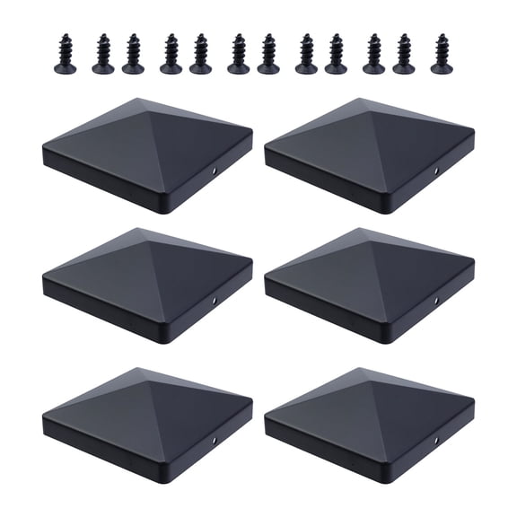 6pack Black Plastic Fence Post Caps Durability Weatherproofed Deck Pillars Covers for Outdoor Gardens