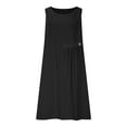 thumbnail image 4 of Womens Elastic High Waist Sundress V Neck Sleeveless Mini Tank Dresses Eyelet Mini Beach Dress Swing A-Line Sun-Dress Loose Relaxed Fit Sun-Dress Going Out Beach Holiday Sundresses with Pockets, 4 of 7