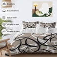 thumbnail image 5 of Abstract Wave Line Twin Size Comforter Set, Black White Brown Geometric Stripe Modern Bedding for All Seasons, 4 Pcs Bed Set, 1 Quiltcover (68"x86") ,1Sheet(67"x116"), 2Pillowcases (30"x20"), 5 of 9