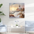 thumbnail image 2 of Designart "Winter Charm Of Coastal Lighthouse I" Beach Light House Canvas Art Print, 2 of 7