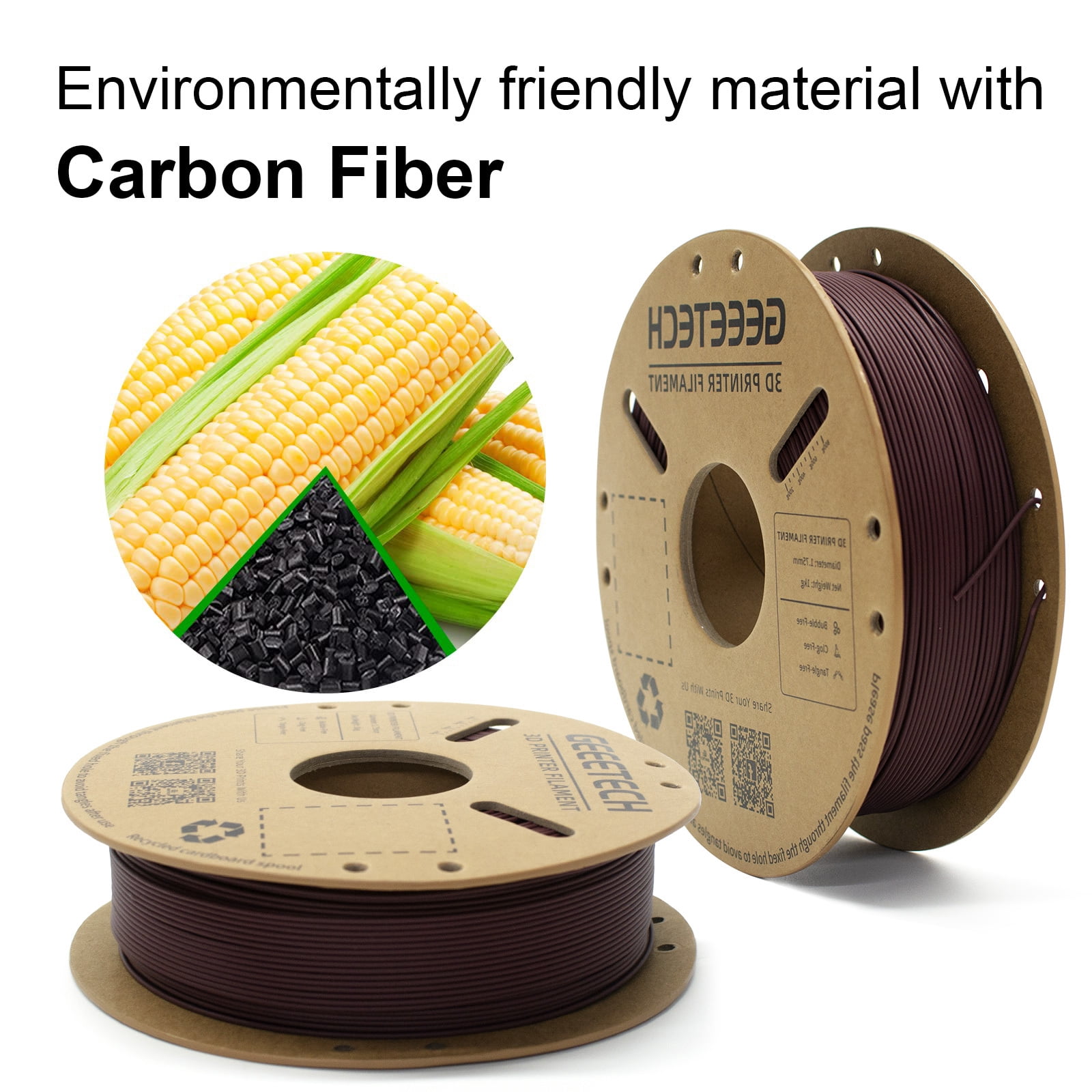 Geeetech 5pcs 3D Printing PLA Carbon Fiber Filament 1.75mm Dimensional Accuracy +/- 0.03mm 5kg(11 ib) Brick Red