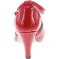 thumbnail image 4 of Chase & Chloe Kimmy-36 Teardrop Cut Out T-Strap Mid Heel Dress Pumps Red Patent (Red Patent, 8.5), 4 of 7