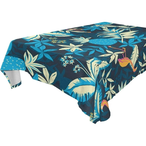 SKYSONIC 60"x120" Square Tablecloth with Colorful Summer Rain Forest Nature Prints, Anti-Wrinkle and Smooth Table Cloth for Kitchen/Home Party Decoration