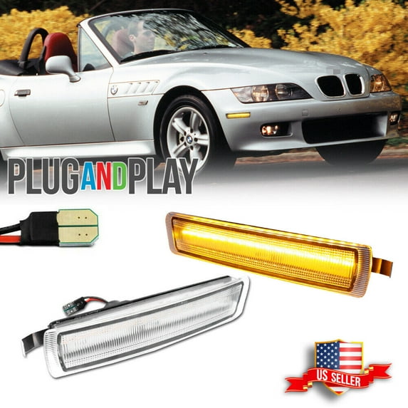 GTINTHEBOX Clear Amber LED Front Side Marker Lights For 1996-2002 BMW Z3 M Coupe Roadster