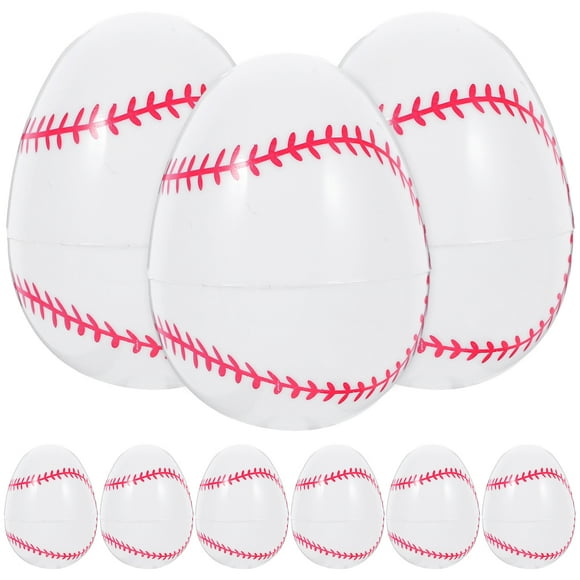12 huevos de Pascua impresos de plástico, cestas de Pascua de béisbol, rellenos para fiestas, huevos de Pascua que se abren.