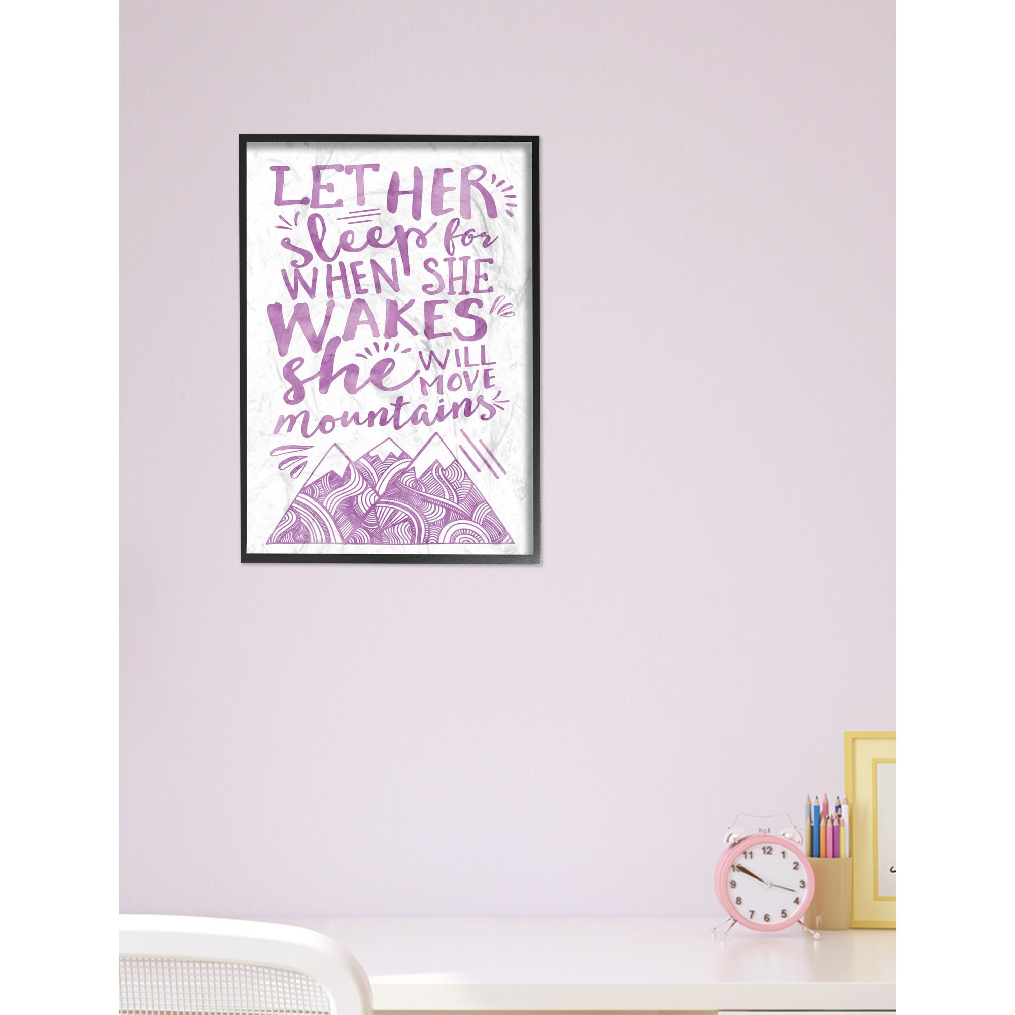 The Kids Room by Stupell Let Her Sleep Purple Mountains Framed Wall Art by Erica Billups