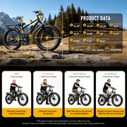 AMYET EB26 Electric Bike for Adults, Peak 1500W 48V 15Ah, 26 Fat Tire Ebike, E-Mountain Bicycle, UL2849