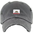 thumbnail image 3 of California Republic Flag Dark Gray Vintage Distressed Dad Hat Baseball Cap, 3 of 4