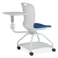 thumbnail image 5 of Lesson Armless Swivel Tablet Chair White Plastic Back/Ocean Polyurethane Seat, Durable Mobile Chair with Tablet Arm and Sturdy Steel Frame, 5 of 6