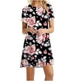 thumbnail image 1 of SMihono Robe Maxi Bohème d'Été pour Femmes Grande Taille Mode Féminine Col Rond Manches Courtes Imprimée Robe de Plage, 1 of 4