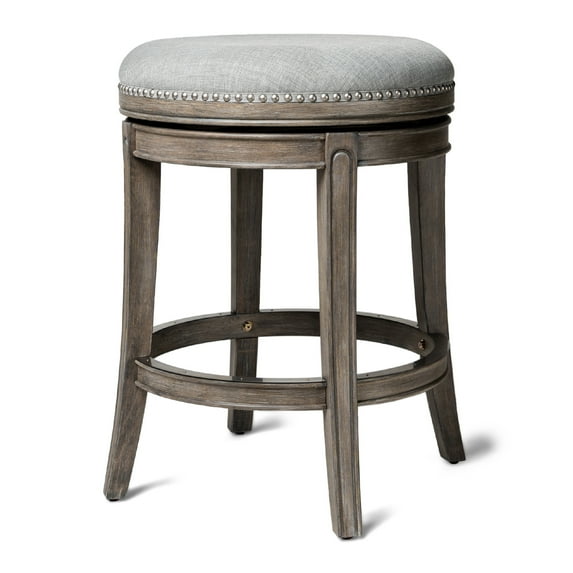 Open Box Maven Lane Alexander Round Backless Swivel Stool, Reclaimed Oak