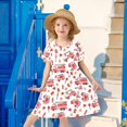 thumbnail image 6 of FORMRS Girls Short Sleeve Dress Summer Casual Round Neck A-line Beach Sundress, Sizes 2T-8T, White Cartoon Fire Truck Pattern, 6 of 8