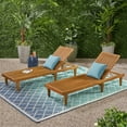 thumbnail image 3 of GDF Studio Teresa Outdoor Acacia Wood Armless Adjustable Chaise Lounges, Set of 2, Teak, 3 of 15