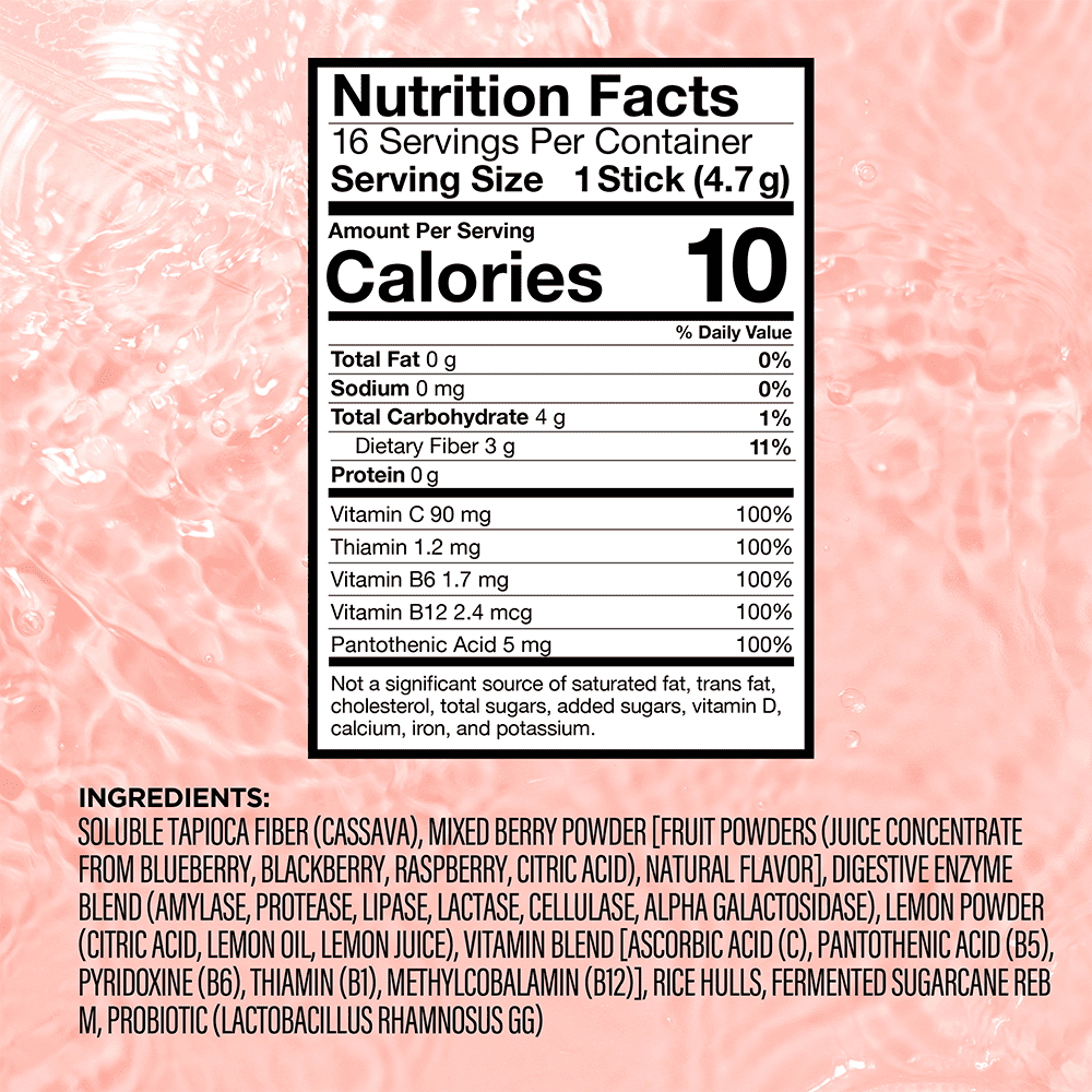 VItaCup Super H2O Bloating Relief Drink Mix Packets, Mixed Berry Flavor Water Enhancer, 16 ct