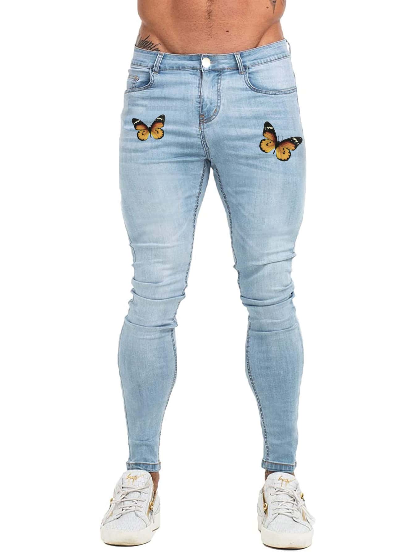 mens printed skinny jeans