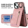 thumbnail image 4 of Nalacover for iPhone 14 Plus, Wallet with RFID Credit Card Holder and Zipper Pocket,Drop Protection Flip Cover Ring Holder Kickstand with Double Magnetic Clasp For iPhone 14 Plus, Pink, 4 of 12