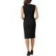 thumbnail image 3 of Vestido de lápiz de negocios para mujeres Inspire Chic, con escote en V, sin mangas, con cinturón en la cintura, vestido midi con abertura, color negro, 3 of 6