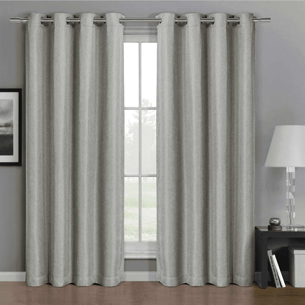 Gulfport Faux Linen Blackout Weave Grommet Window Curtain Panels