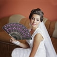 thumbnail image 5 of Unique Bargains 1 Pc Sequins Folding Fan for Masquerade Pink Cotton Linen, 5 of 5