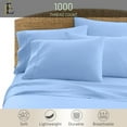thumbnail image 2 of Split Cal-King 7-PC Sheet Set [4-Pillowcases] - 1000-Thread Count 100% Organic Cotton, 15" Deep Pockets - Light Blue, 2 of 7