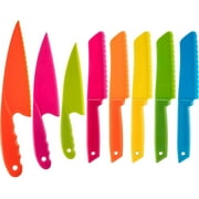 8 Pieces Kid Plastic Kitchen Knife Set, Children's Safe Cooking Chef Nylon Knives for Fruit, Bread, Cake, Salad, Lettuce Knife