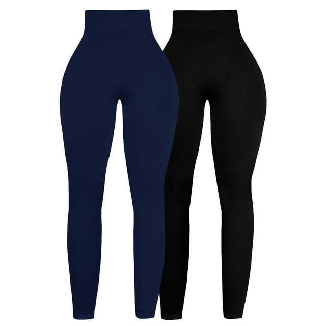 Pack de 2 Piezas Leggins Térmicos De Mujer Legging Faja Mallas Afelpadas Dama