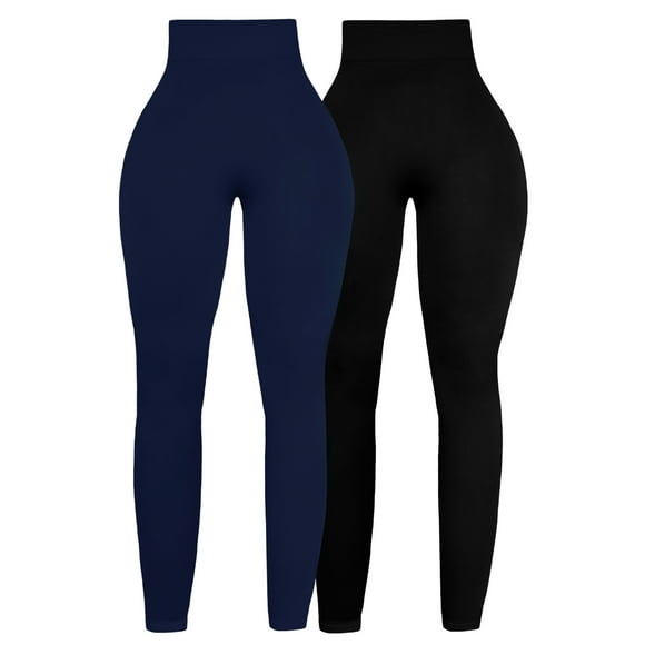 Pack de 2 Piezas Leggins Térmicos De Mujer Legging Faja Mallas Afelpadas Dama