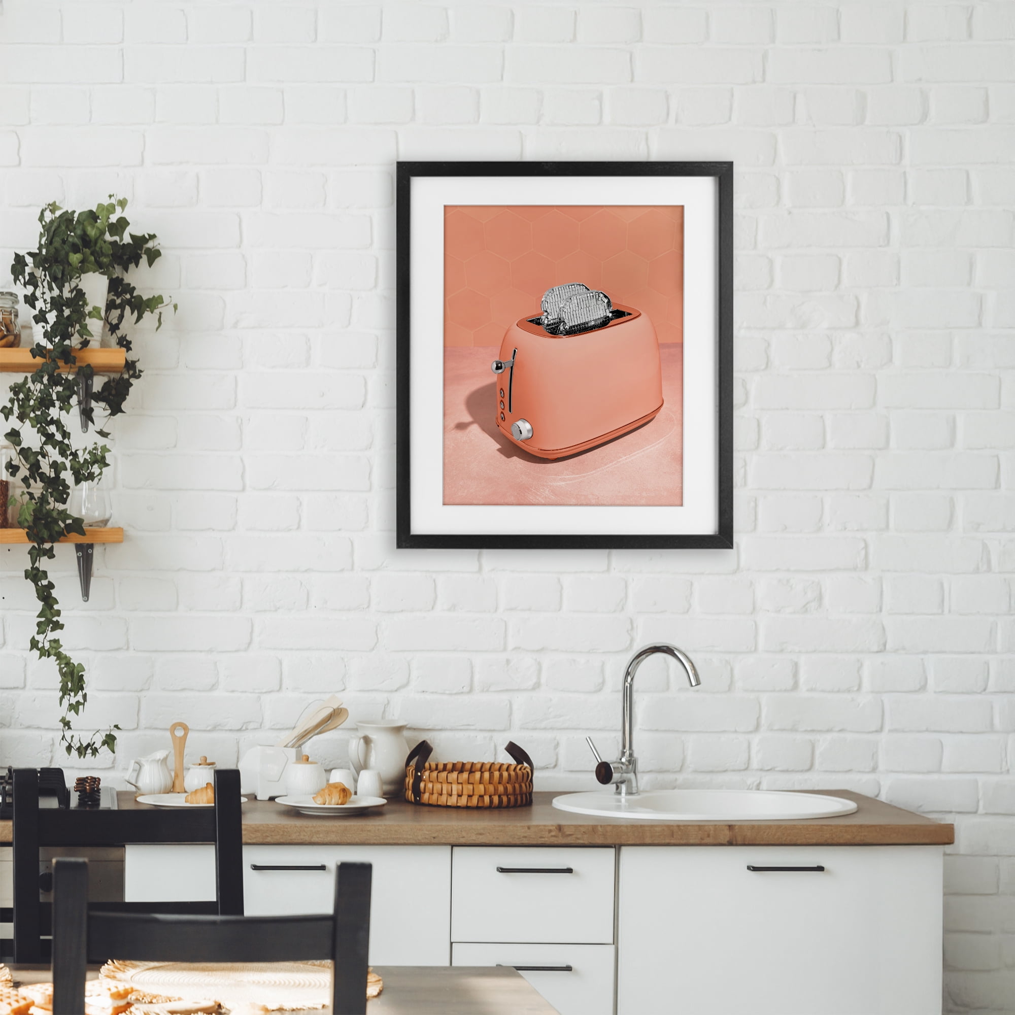 Stupell Industries Disco Toast over Orange Black Framed Print Under Glass, design by LISH Creative