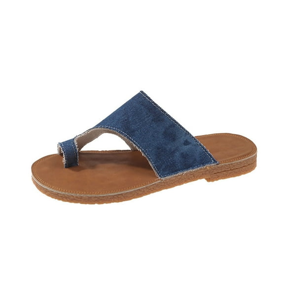 Utoimkio Platform Sandals for Women Plus Size Women's Summer Flip-flop Leopard Toe Flat Beach Sandals