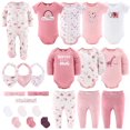 thumbnail image 1 of The Peanutshell Layette Gift Set for Baby Girls, Safari Rainbow, 23 Essential Pieces, 18-24 Months, Pink, 1 of 7