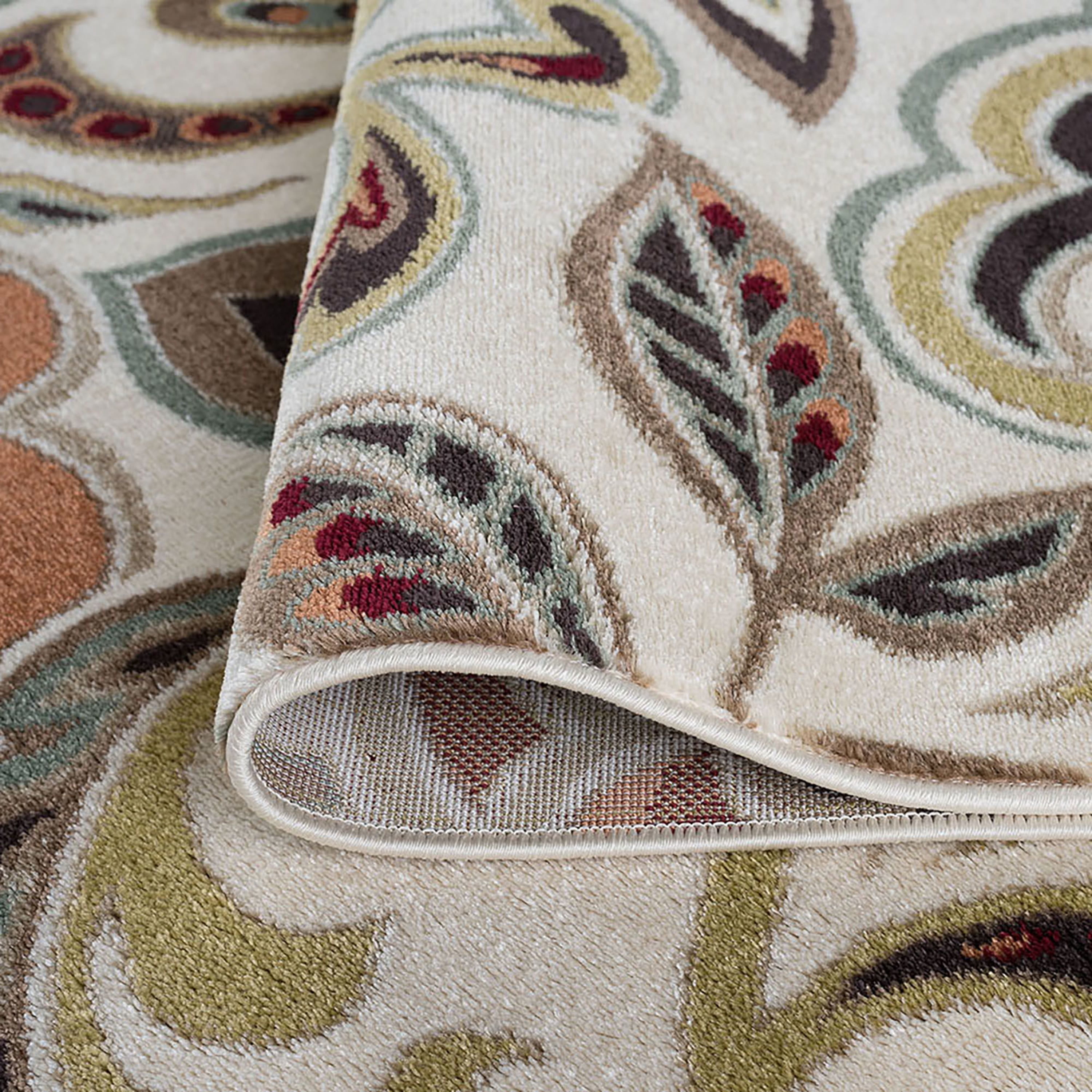 Deco Transitional 8' x 10' Ivory and Red Polypropylene Indoor Area Rug