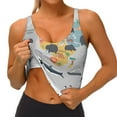 thumbnail image 4 of Vsdgher The World Map with Cartoon Animals Print Women Sleeveless Athletic Tank Top Built-in Bra Camisole Sports Vest for Yoga Running Fitness Exercise with Removable Pads, 4 of 8