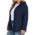 thumbnail image 4 of Craaazy Oversize Button Down Shirt for Women Casual Solid Color Loose Long Sleeve Drawstring Hooded Daily Clothes Gifts, 4 of 7