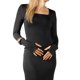 thumbnail image 2 of Jess por Meiko Vestido de Mujer de Manga Larga Cuello Cuadrado con Agujero para el Pulgar Cuerpo Ajustado Maxi Vestido M Negro, 2 of 6