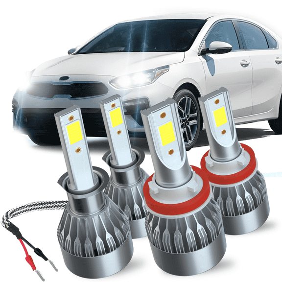 H1 H11 For Kia Forte 2014 2015 2016 LED Headlight High/Low Beam Bulbs Kit，Pack of 4